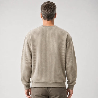 Unisex colour block ribbed sweatshirt with crew neck, long sleeves and front patch pockets