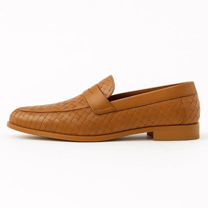 Men's woven slip-on loafer with almond toe and low heel