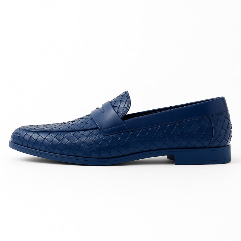 Men's woven slip-on loafer with almond toe and low heel