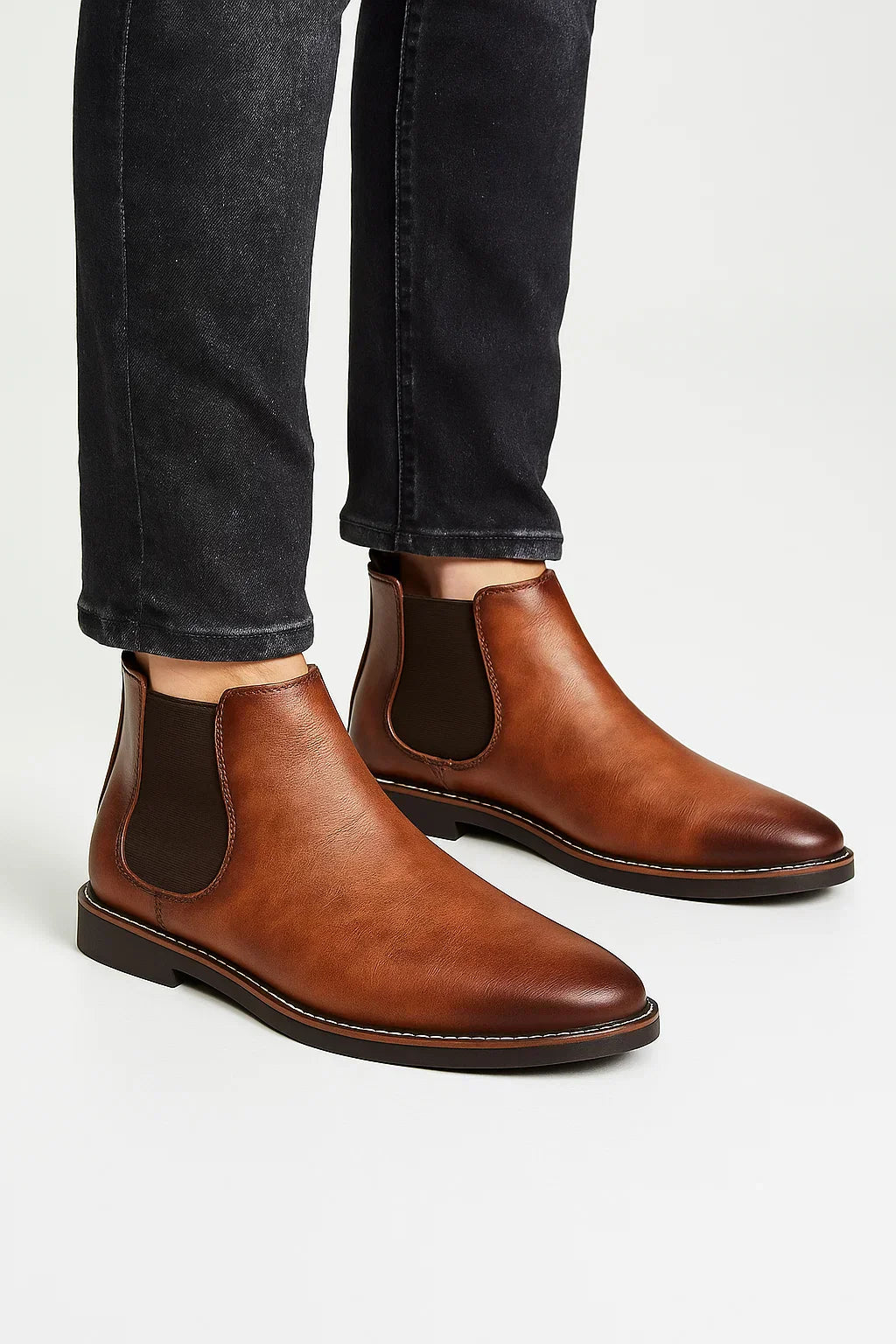 Men's Retro Synthetic Leather Slip-On Chelsea Boots