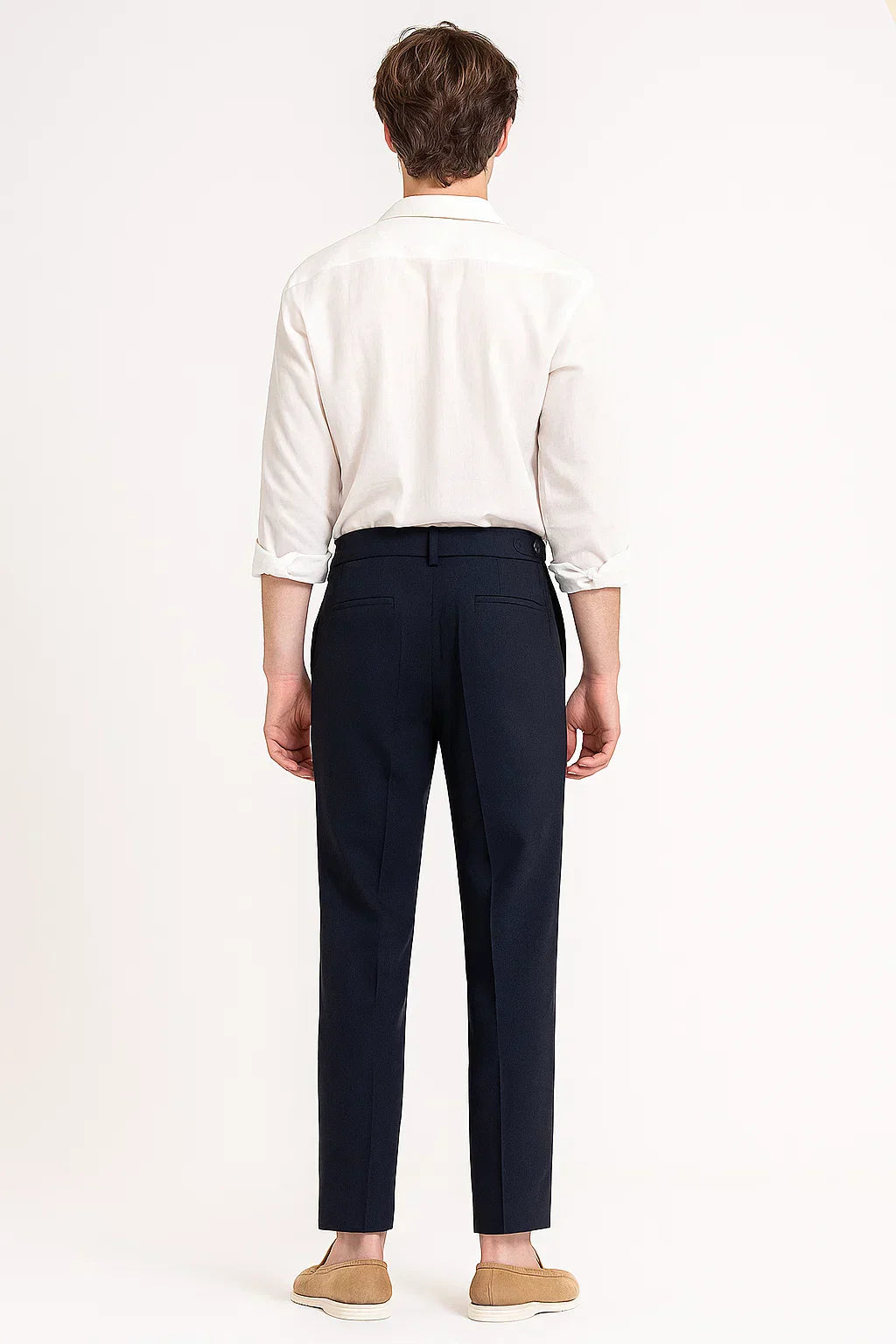 Men's Modern Fit Cotton Trousers with Pleats