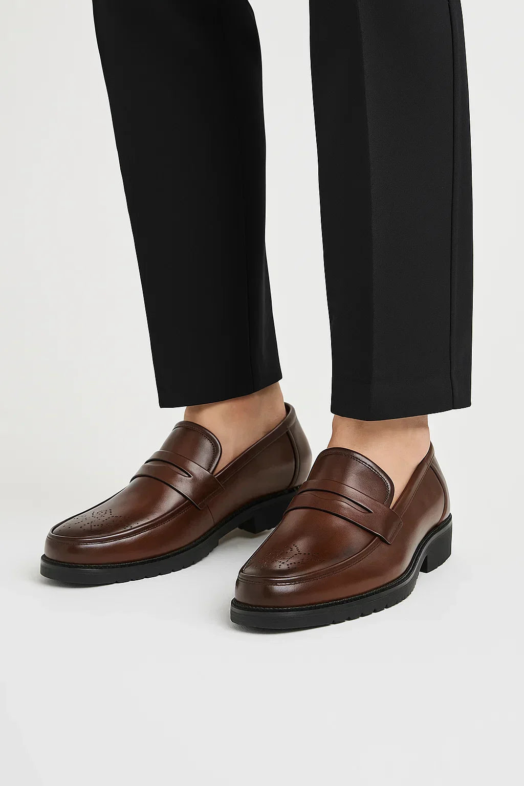 Men's Leather Oxford Shoes, Round Toe, Breathable