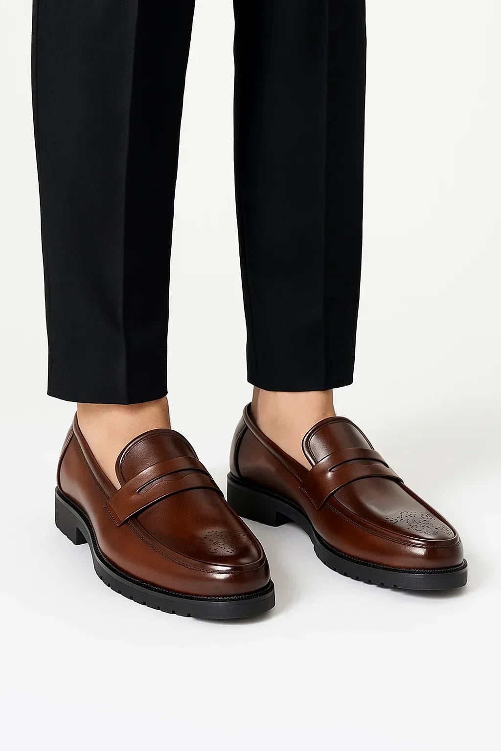 Men's Leather Oxford Shoes, Round Toe, Breathable