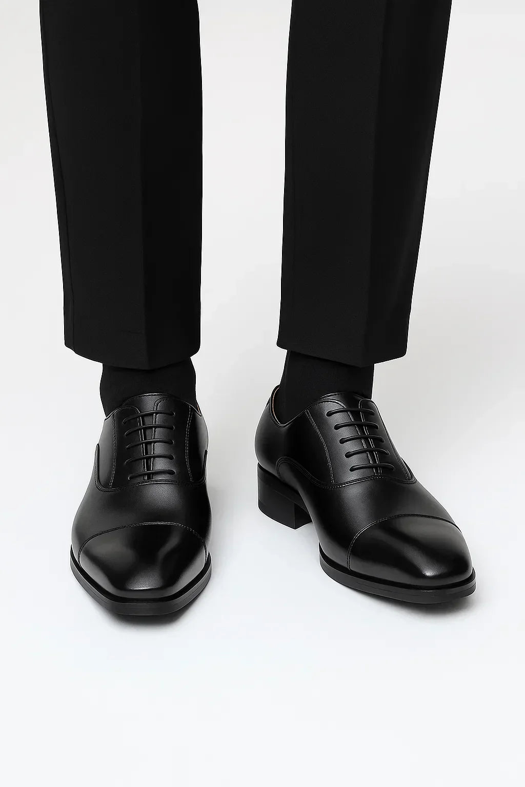 Men's Black Leather Derby Formal Shoes
