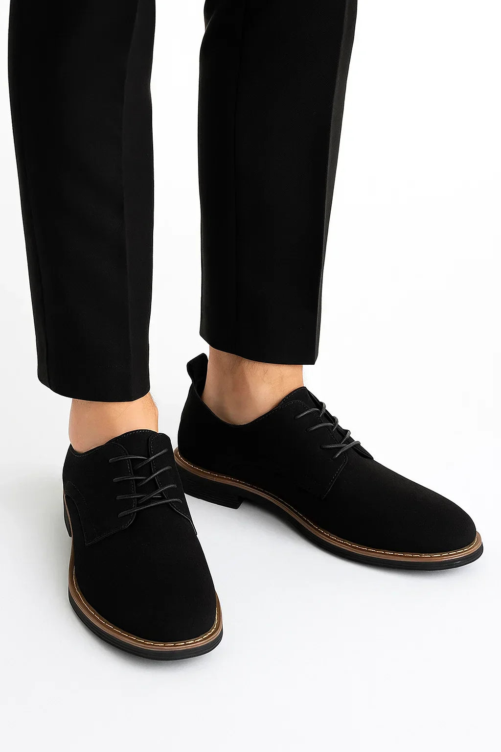 Men's Suede Leather Oxford Lace-Up Shoes, Business Casual