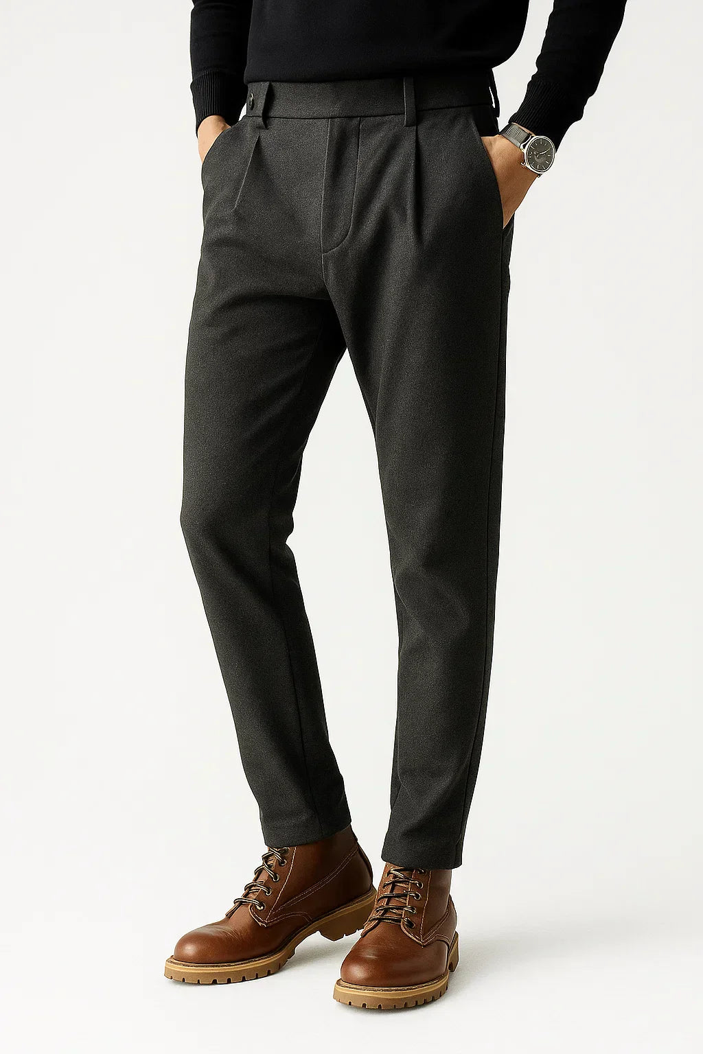 Men's Wool-Blend Trousers, Slim Tapered Leg