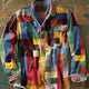 Men's Colourful Check Shirt, Long Sleeve Button-Down Casual Plaid Shirt for Everyday