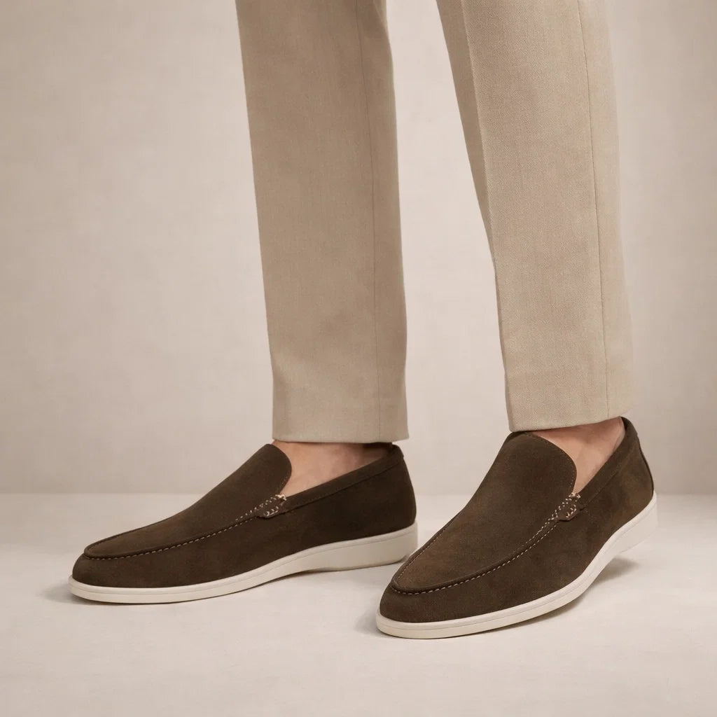Men's Suede Loafers, Plain Apron Front, Slip On Cupsole