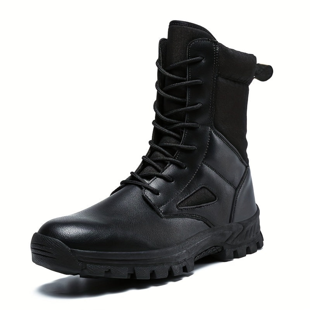 Unisex high-shaft lace-up boots with lug soles