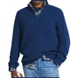 Men's ribbed quarter-zip jumper with raised collar and long sleeves