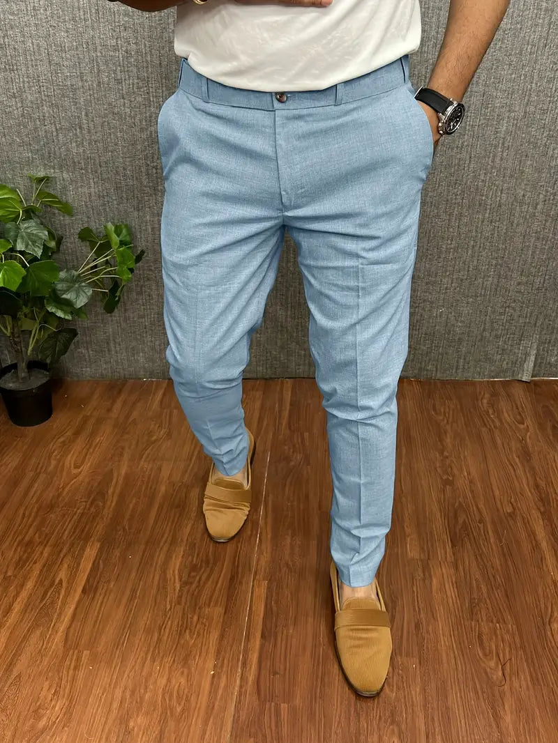Men's slim tapered trousers with button waist