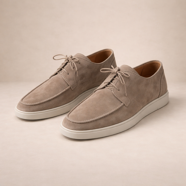 Men's Suede Lace Up Derby Shoes, Moc Toe, Cupsole