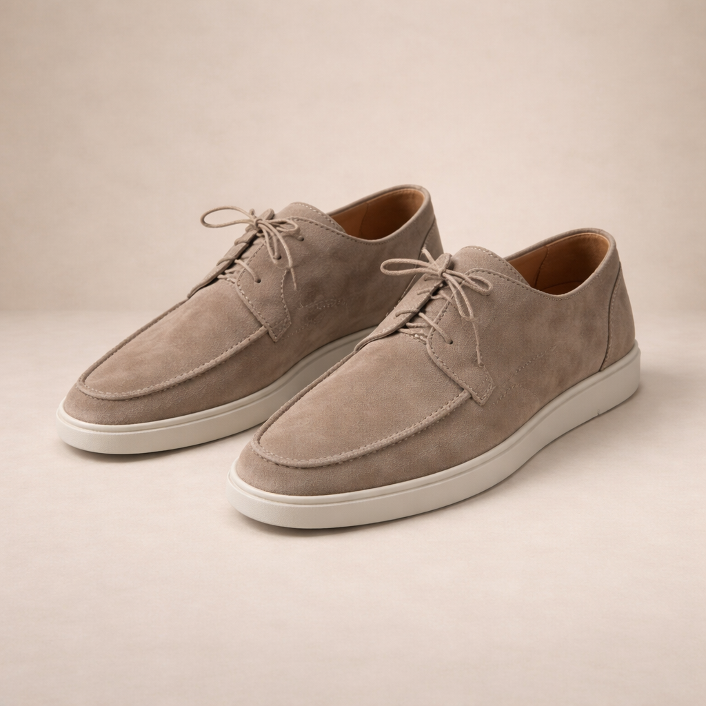 Men's lace-up loafers with moc toe and light sole