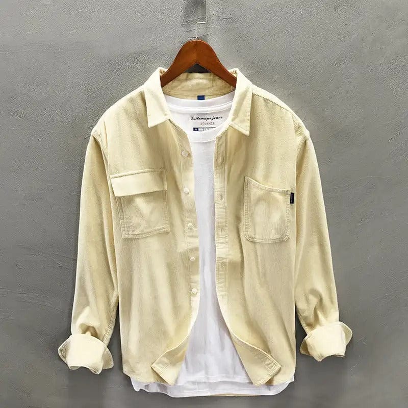 Men's Soft Cotton Shirt, 100% Cotton Button-Up Casual Shirt with Relaxed Fit in Neutral Tones