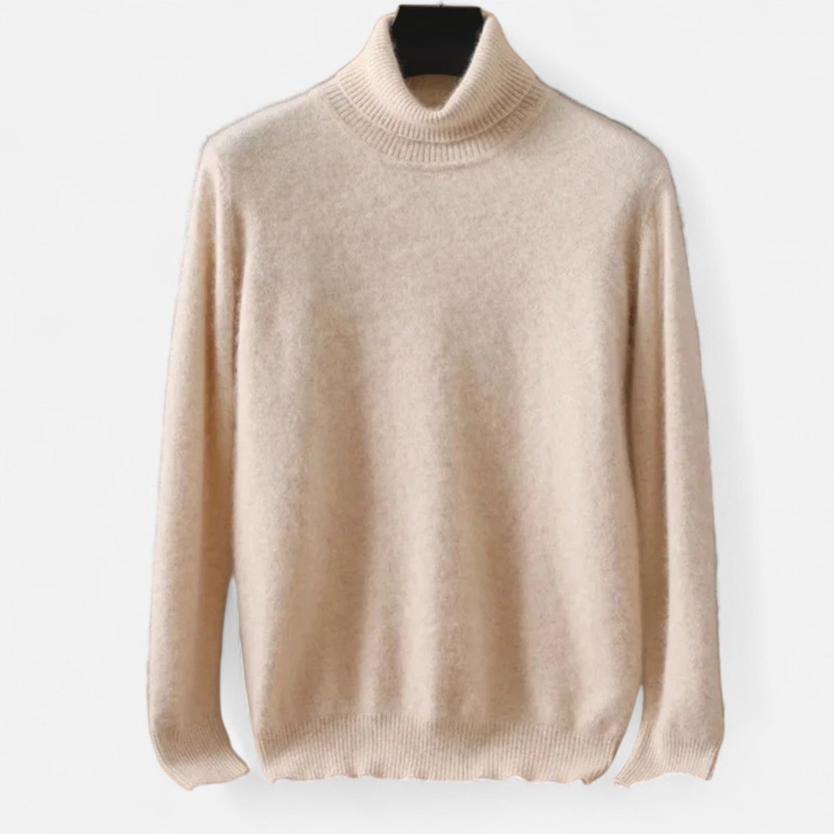 Men's plain roll neck jumper with long sleeves and ribbed trims