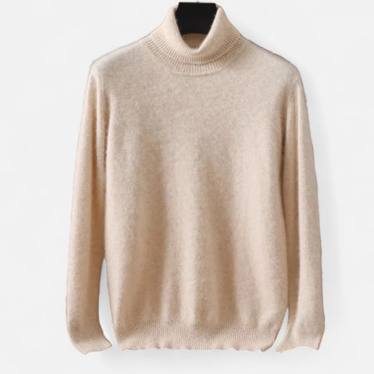 Men's plain roll neck jumper with long sleeves and ribbed trims