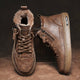 Men's lace-up ankle boots with faux-fur lining, side zip and flat soles