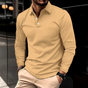 Men's long sleeve collared polo shirt with button placket