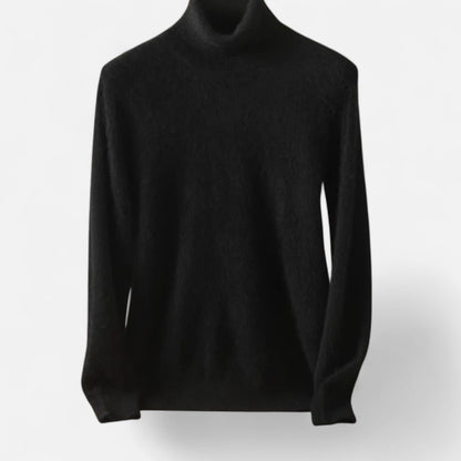 Men's plain roll neck jumper with long sleeves and ribbed trims