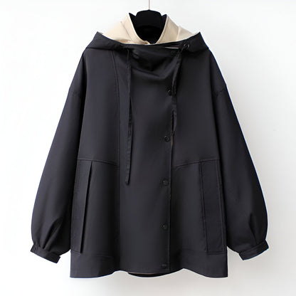 Unisex hooded windbreaker jacket with long sleeves