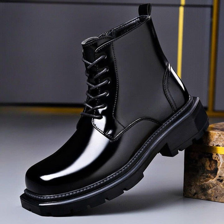 Polished lace-up ankle boots with chunky lug soles