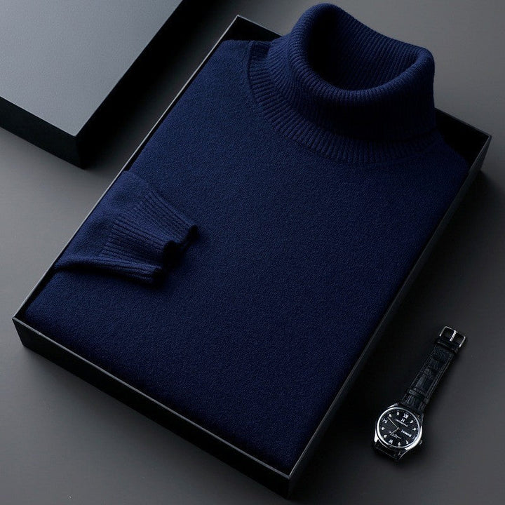 Plain ribbed turtleneck jumper folded in a presentation box