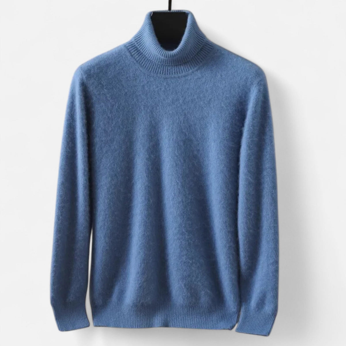 Men's plain roll neck jumper with long sleeves and ribbed trims