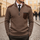 Men's half-zip sweater with mock neck and contrast details