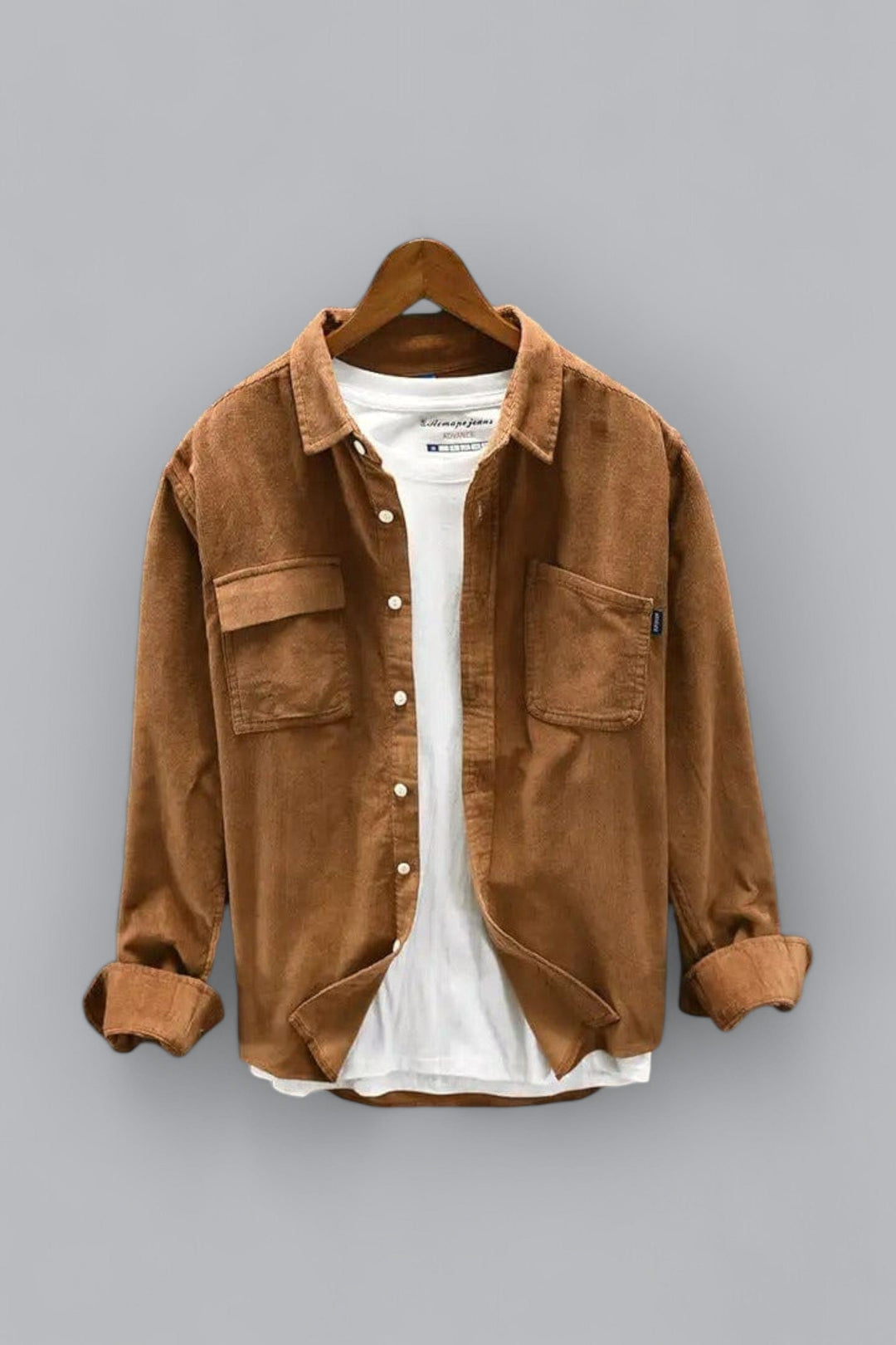 Men's Soft Cotton Shirt, 100% Cotton Button-Up Casual Shirt with Relaxed Fit in Neutral Tones