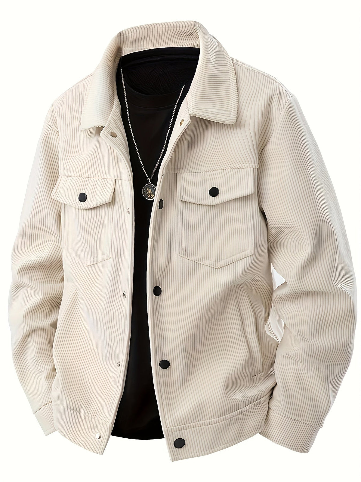 Corduroy utility jacket with shirt collar, long sleeves and four front pockets