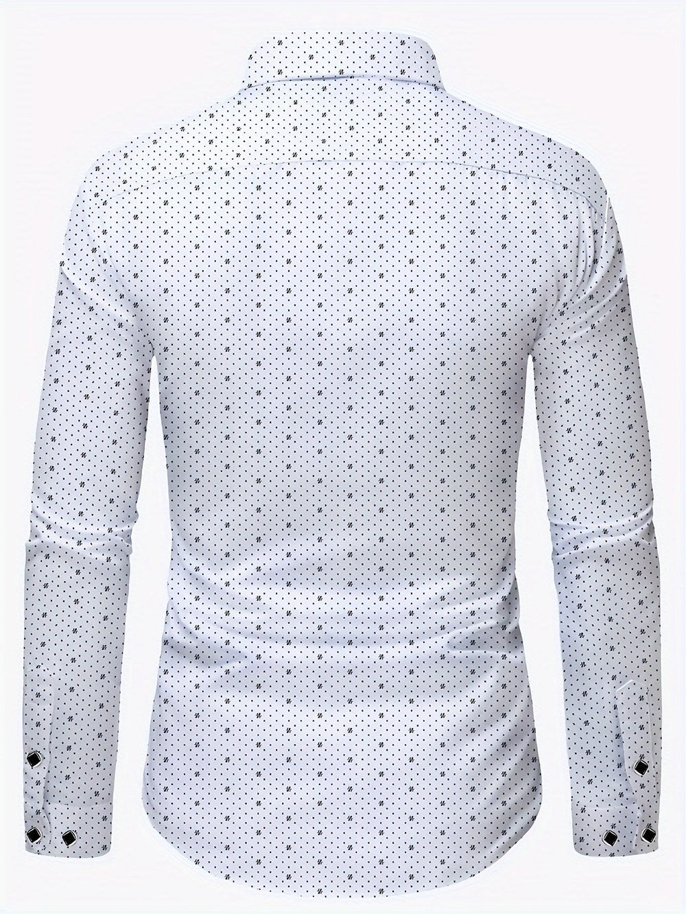 Men's Slim Fit Shirt, Long Sleeve Micro-Print Smart Casual Button-Up Summer Shirt