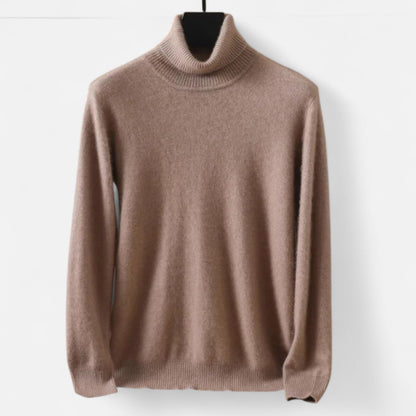 Men's plain roll neck jumper with long sleeves and ribbed trims