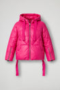 Short quilted puffer jacket with a front zip fastening