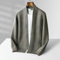 Men's textured cardigan with stand collar, button front and long sleeves