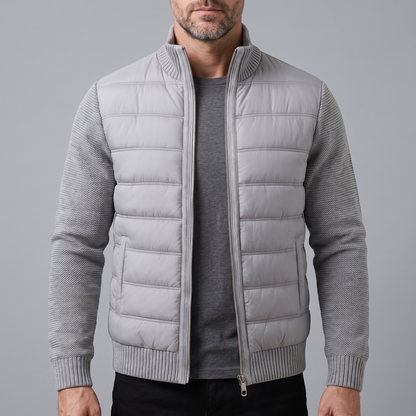 Quilted unisex puffer jacket with long sleeves and hip-length cut