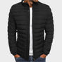 Men's quilted puffer jacket with stand collar, long sleeves and zipped pockets