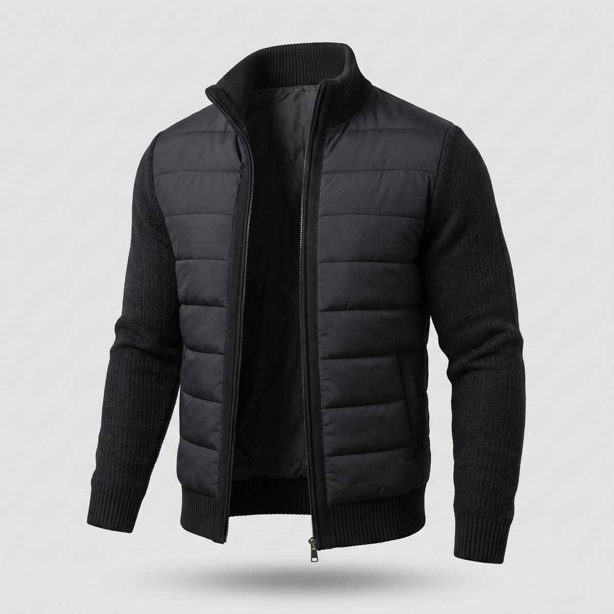 Quilted unisex puffer jacket with long sleeves and hip-length cut