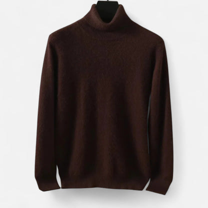Men's plain roll neck jumper with long sleeves and ribbed trims