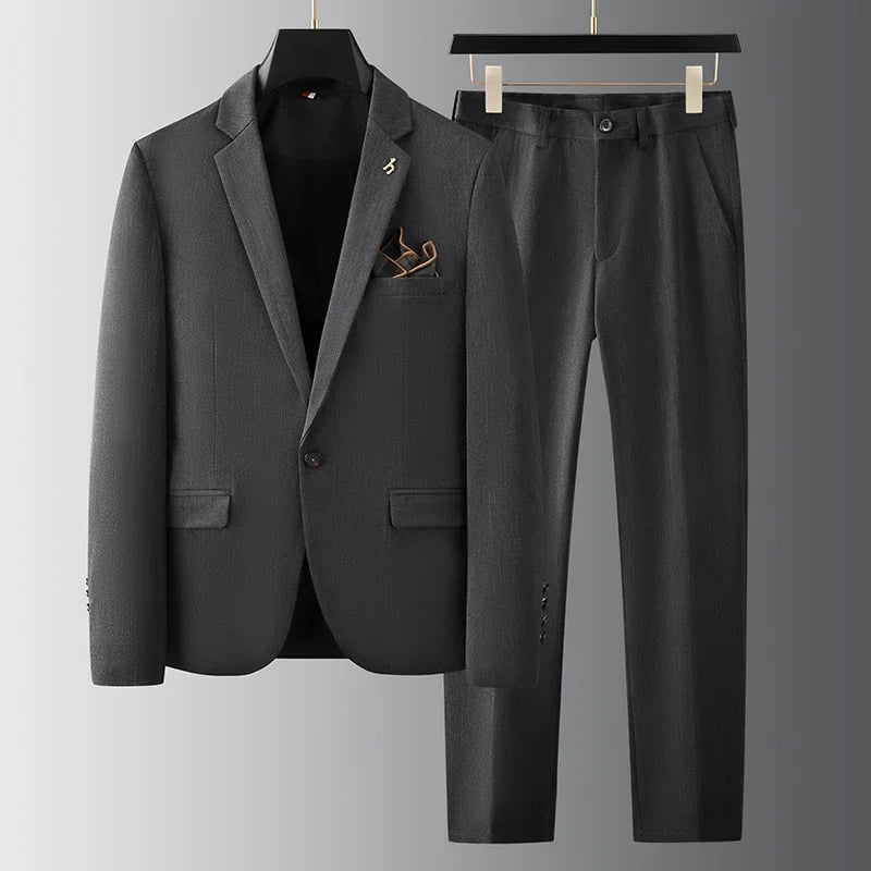 Men's Slim Fit Suit, 2 Piece Notch Lapel Blazer & Trousers for Weddings & Formal Events