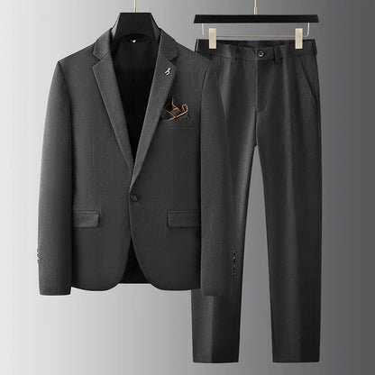 Men's Slim Fit Suit, 2 Piece Notch Lapel Blazer & Trousers for Weddings & Formal Events
