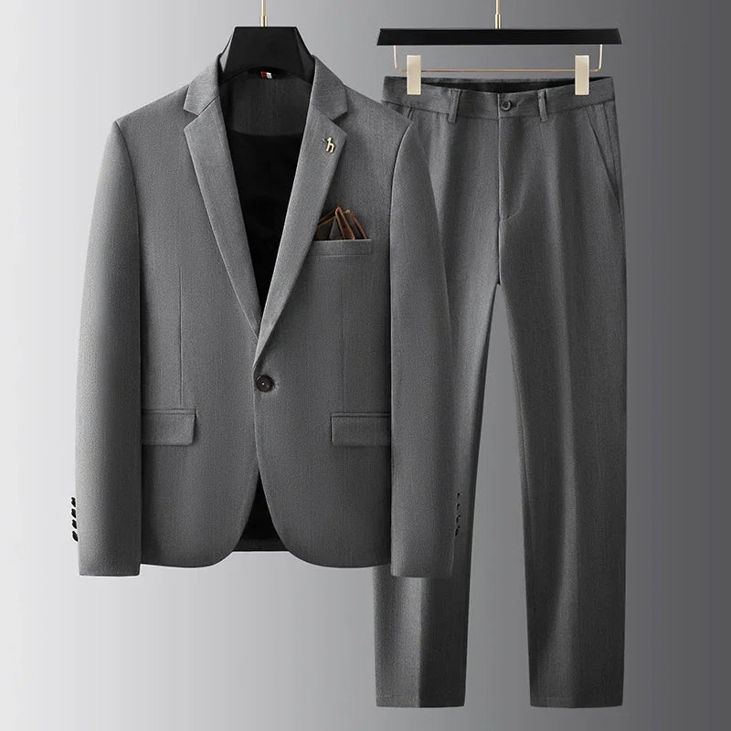 Men's Slim Fit Suit, 2 Piece Notch Lapel Blazer & Trousers for Weddings & Formal Events