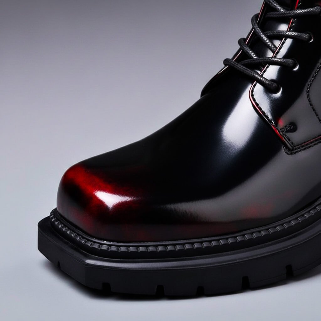 Polished lace-up ankle boots with chunky lug soles