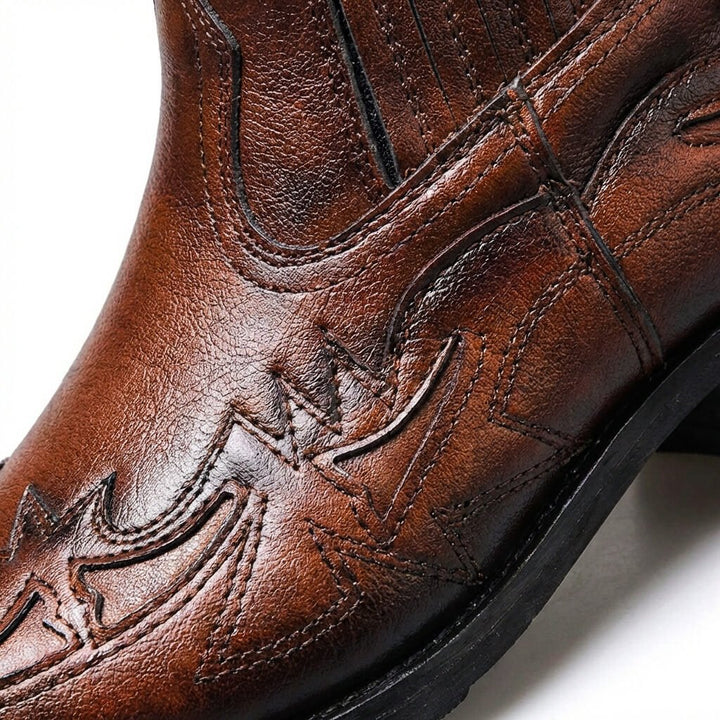 Unisex leather ankle boots with low heel