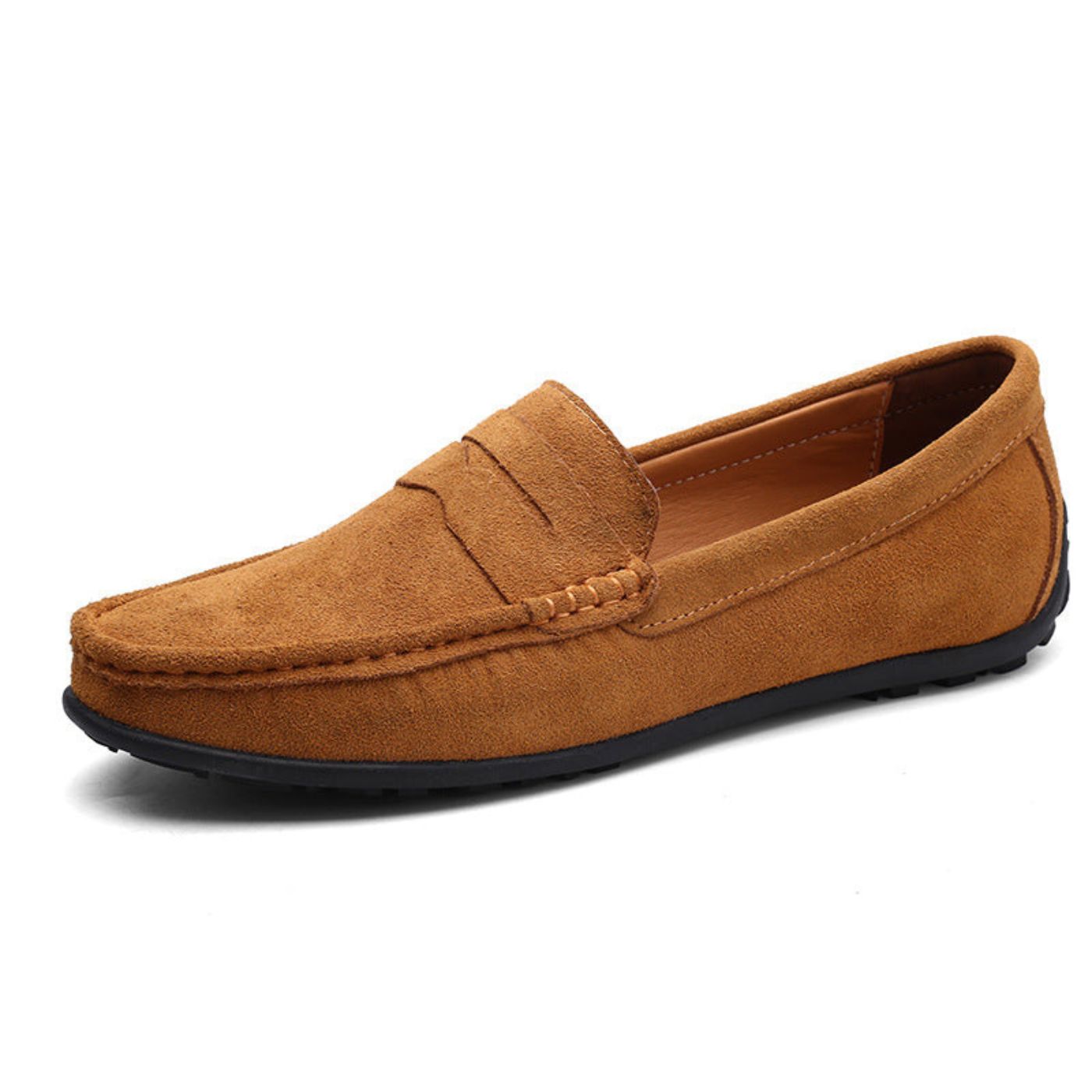 Men's moc toe loafers with penny strap detail