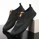 Mesh knit slip-on shoes with round toe