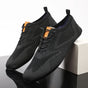 Mesh knit slip-on shoes with round toe