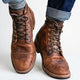 Men's textured vintage lace-up ankle boots with rounded toes and low heels