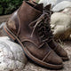 Men's textured vintage lace-up ankle boots with rounded toes and low heels