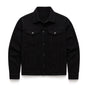 Unisex denim jacket with point collar, button front and utility pockets