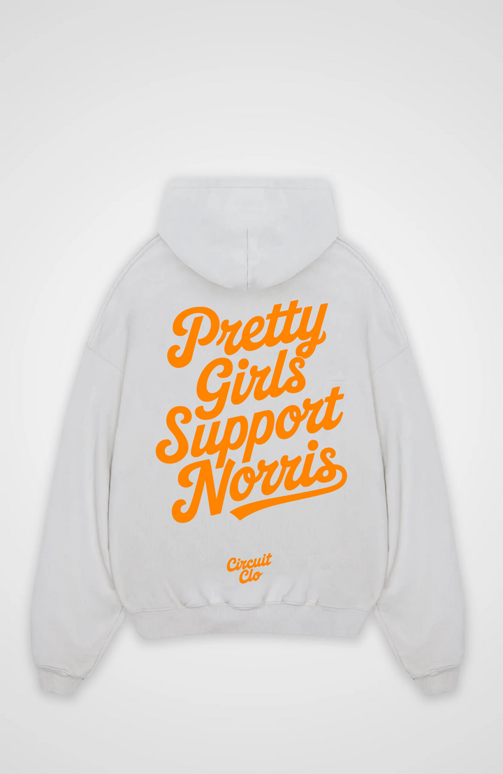 Unisex oversized hoodie with Pretty Girls Support Norris back graphic
